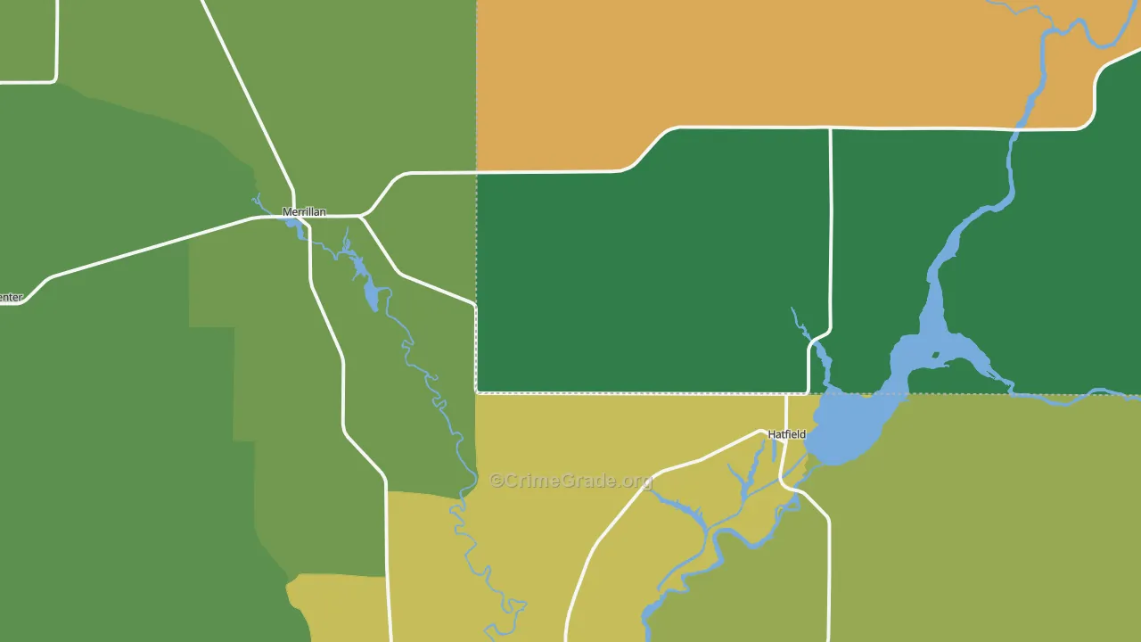 Merrillan, WI Map of Vehicle Theft Rates