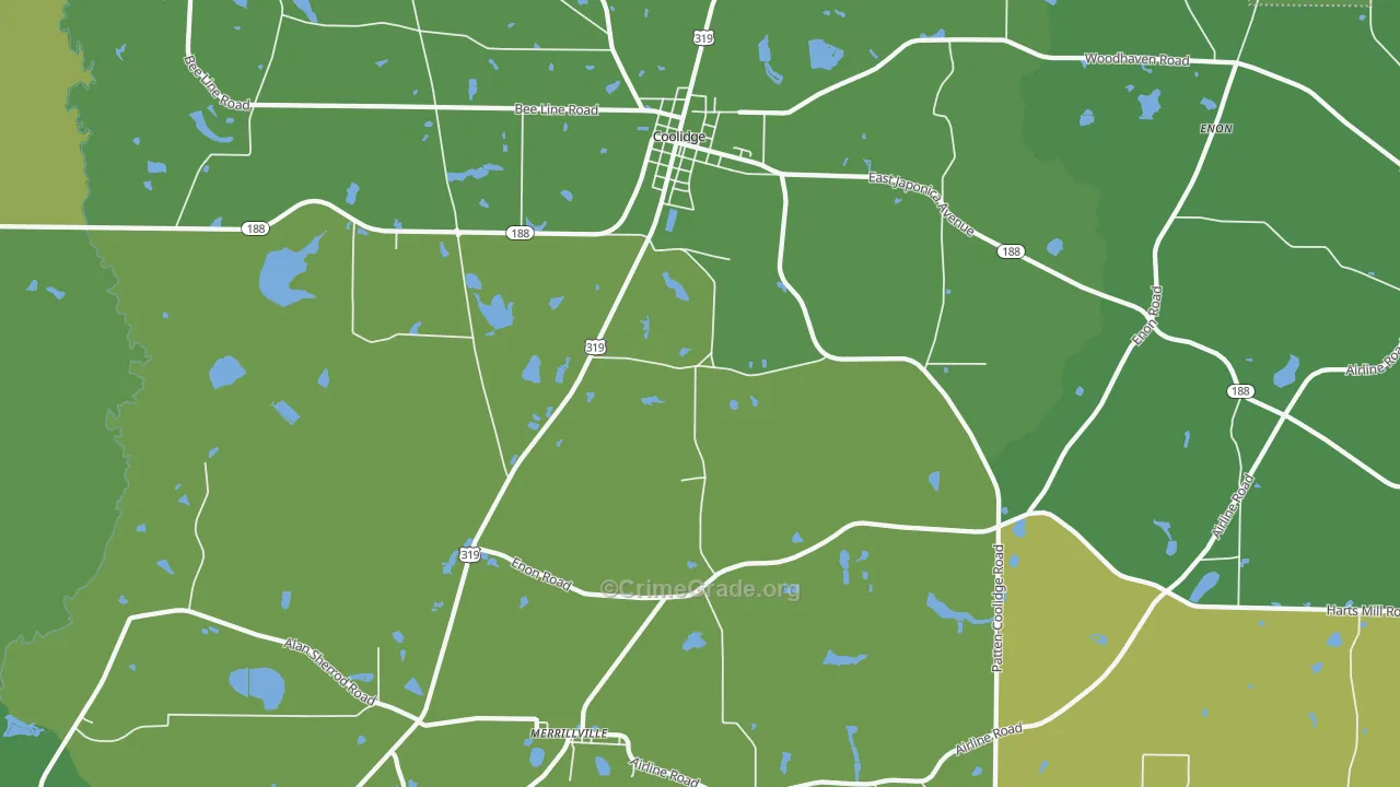 Merrillville, GA Map of Vehicle Theft Rates