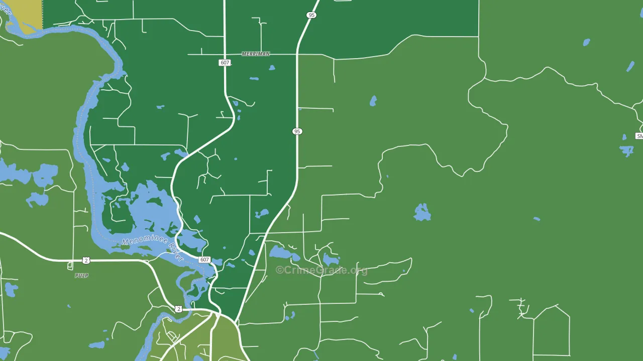 Merriman, MI Map of Vehicle Theft Rates