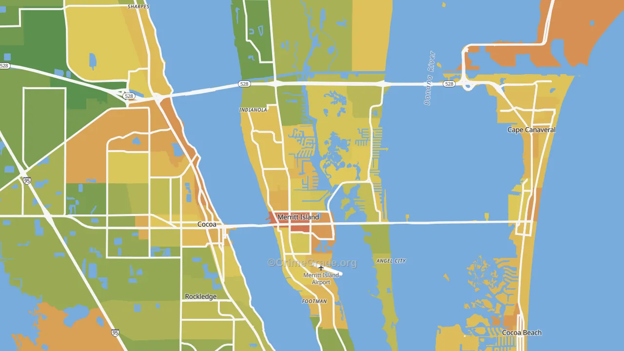 Merritt Island, FL Map of Vehicle Theft Rates