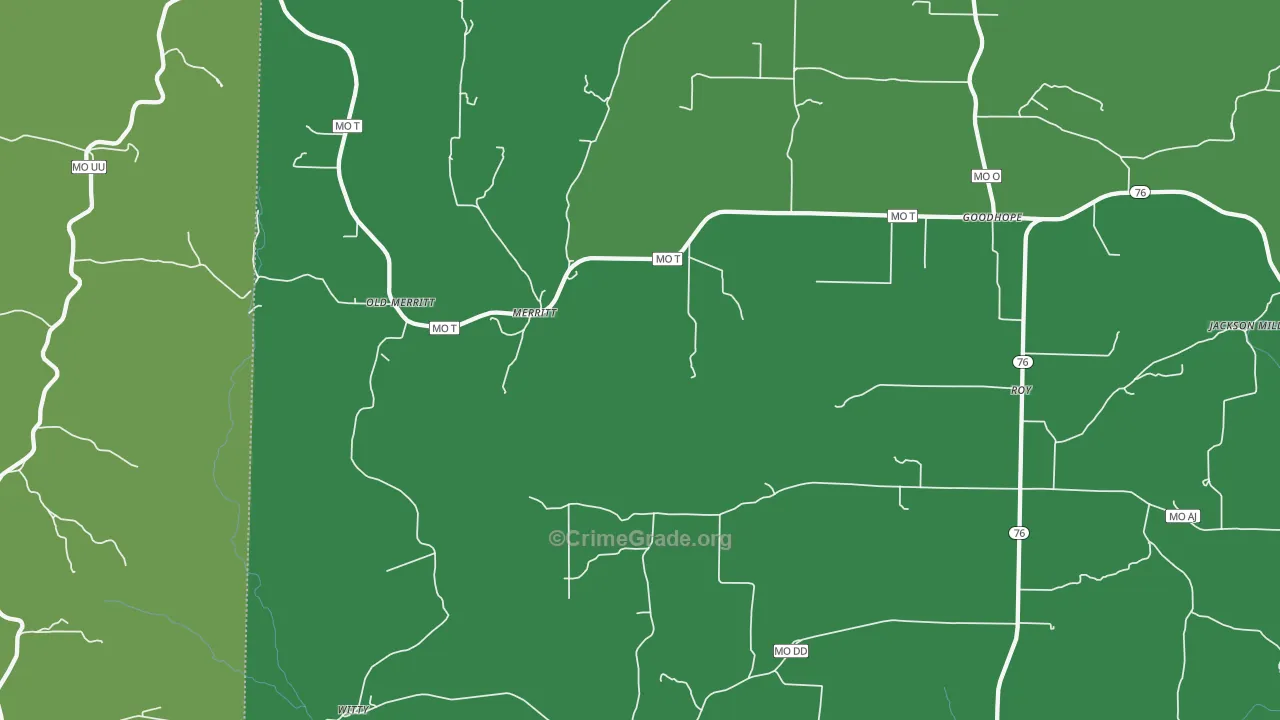 Merritt, MO Map of Vehicle Theft Rates