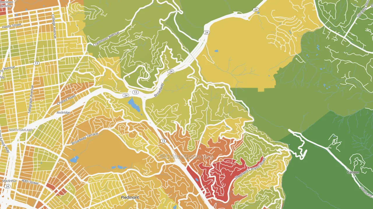 Merriwood, Oakland, CA Map of Vehicle Theft Rates