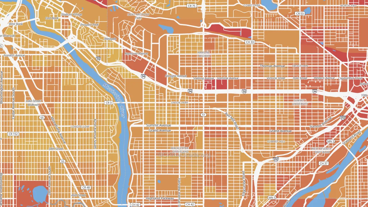 Merrlam Park, St. Paul, MN Map of Vehicle Theft Rates