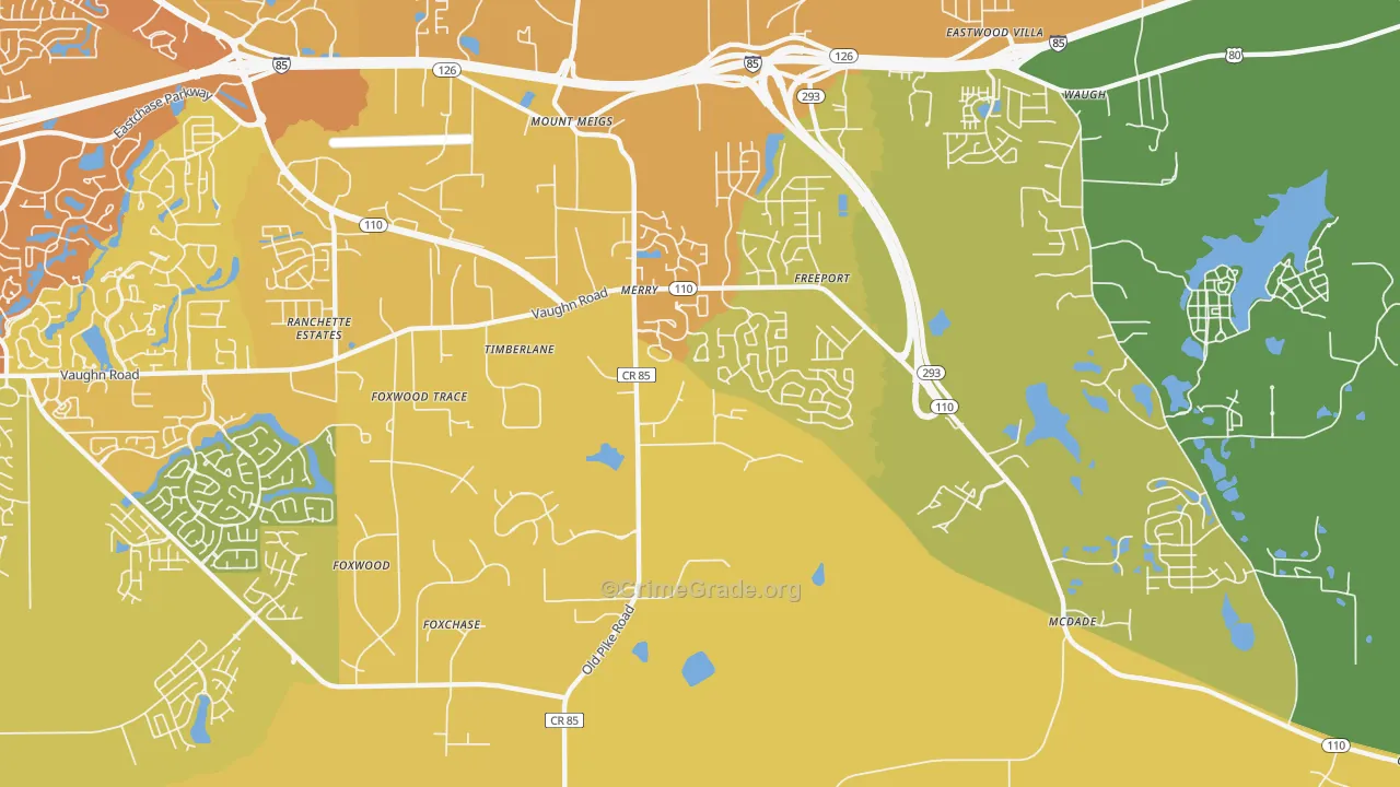 Merry, AL Map of Vehicle Theft Rates