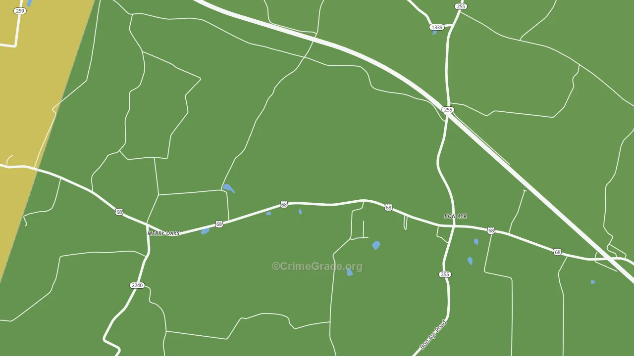 Merry Oaks, KY Map of Vehicle Theft Rates