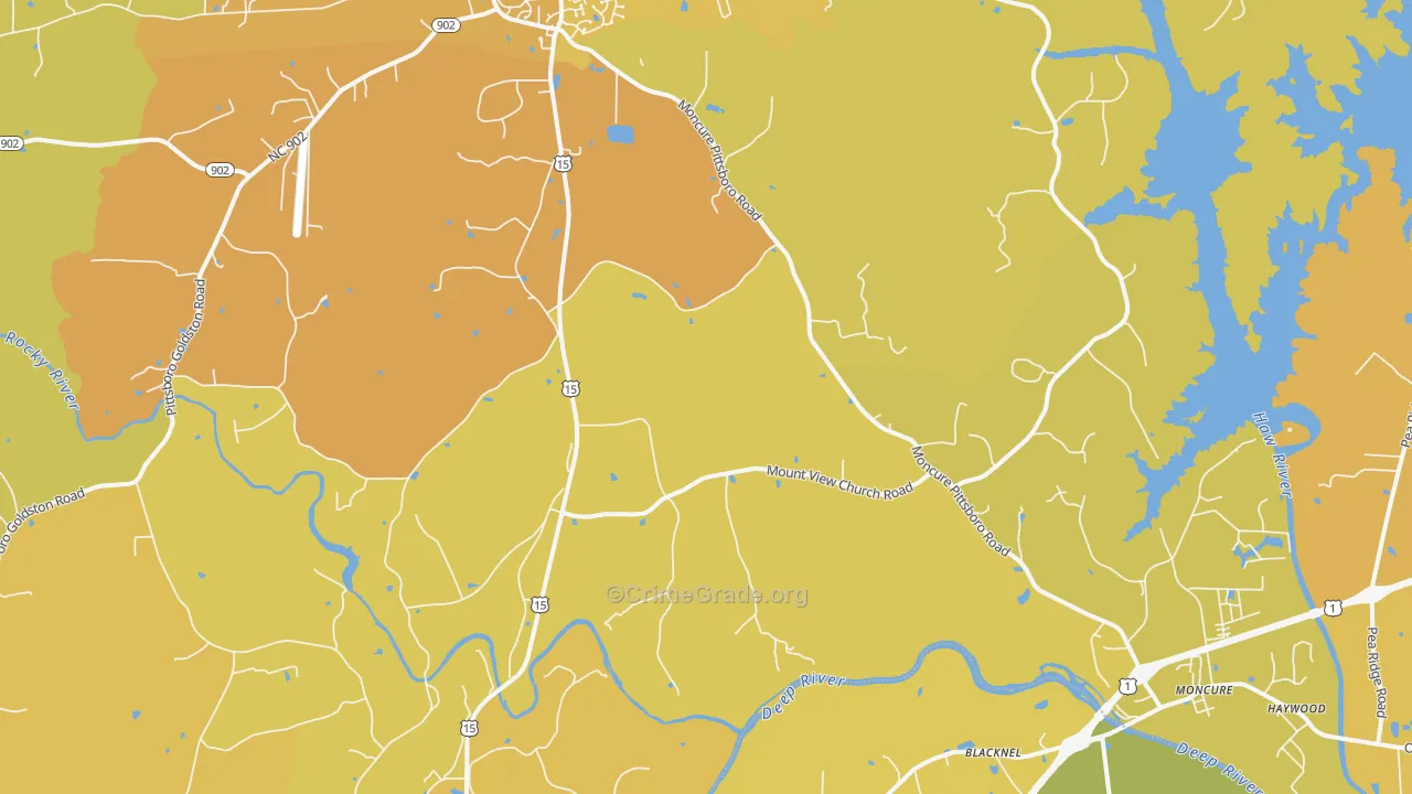 Merry Oaks, NC Map of Vehicle Theft Rates
