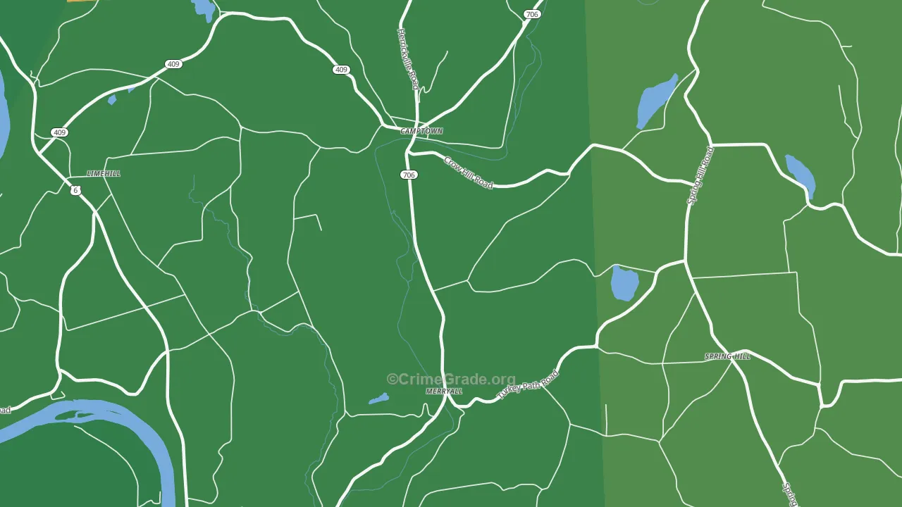 Merryall, PA Map of Vehicle Theft Rates
