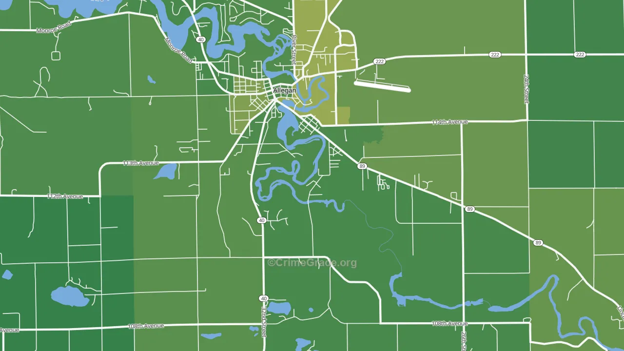 Merson, MI Map of Vehicle Theft Rates