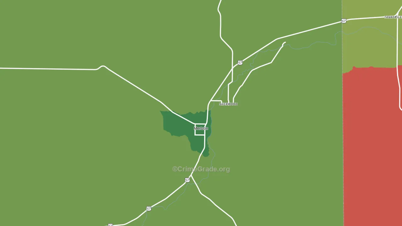 Mertzon, TX Map of Vehicle Theft Rates