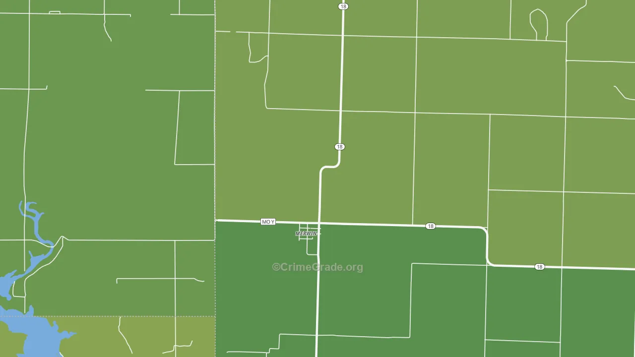 Merwin, MO Map of Vehicle Theft Rates