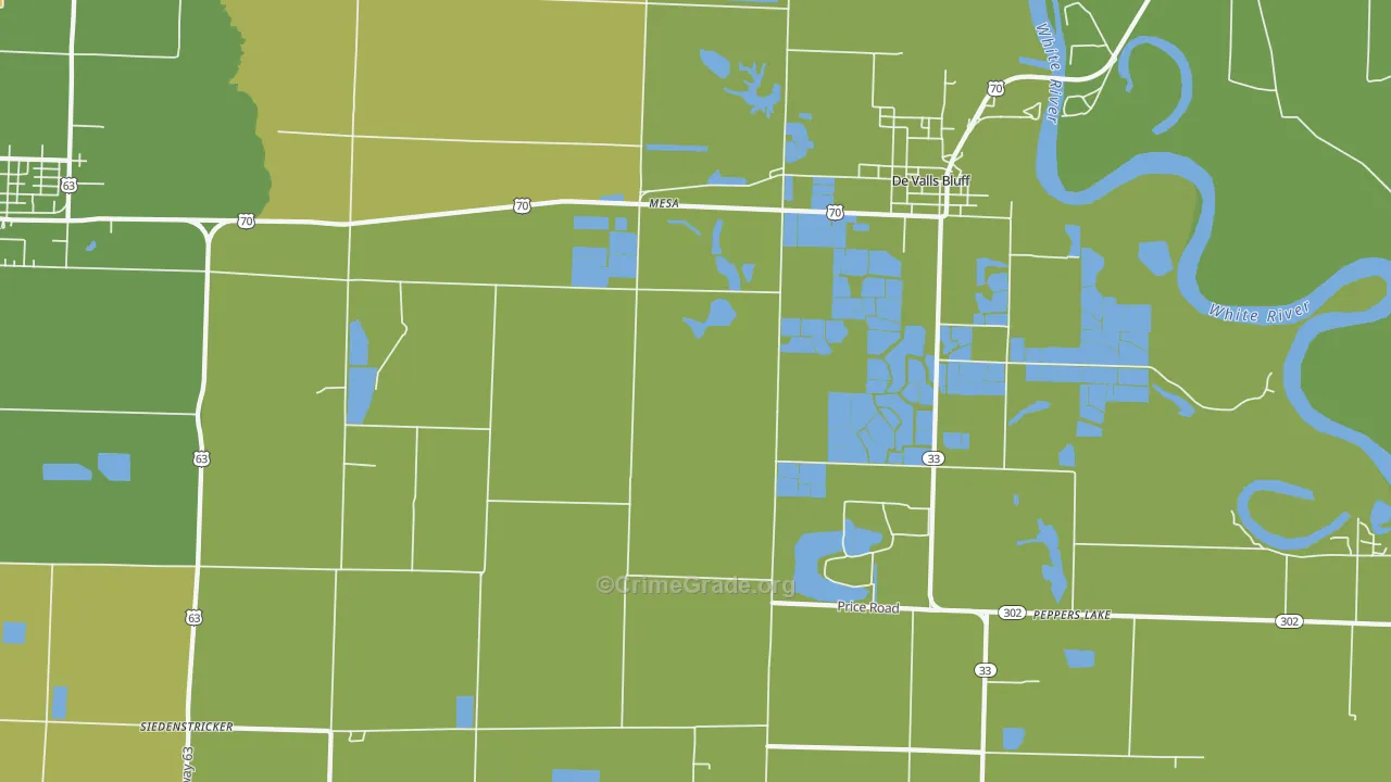 Mesa, AR Map of Vehicle Theft Rates