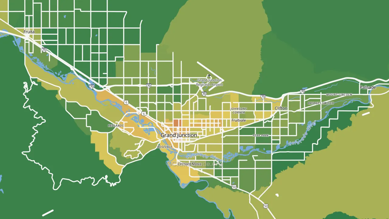 Mesa County, CO Map of Vehicle Theft Rates