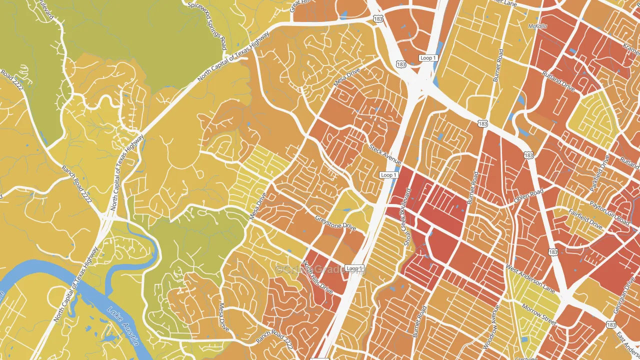Mesa Forest, Austin, TX Map of Vehicle Theft Rates
