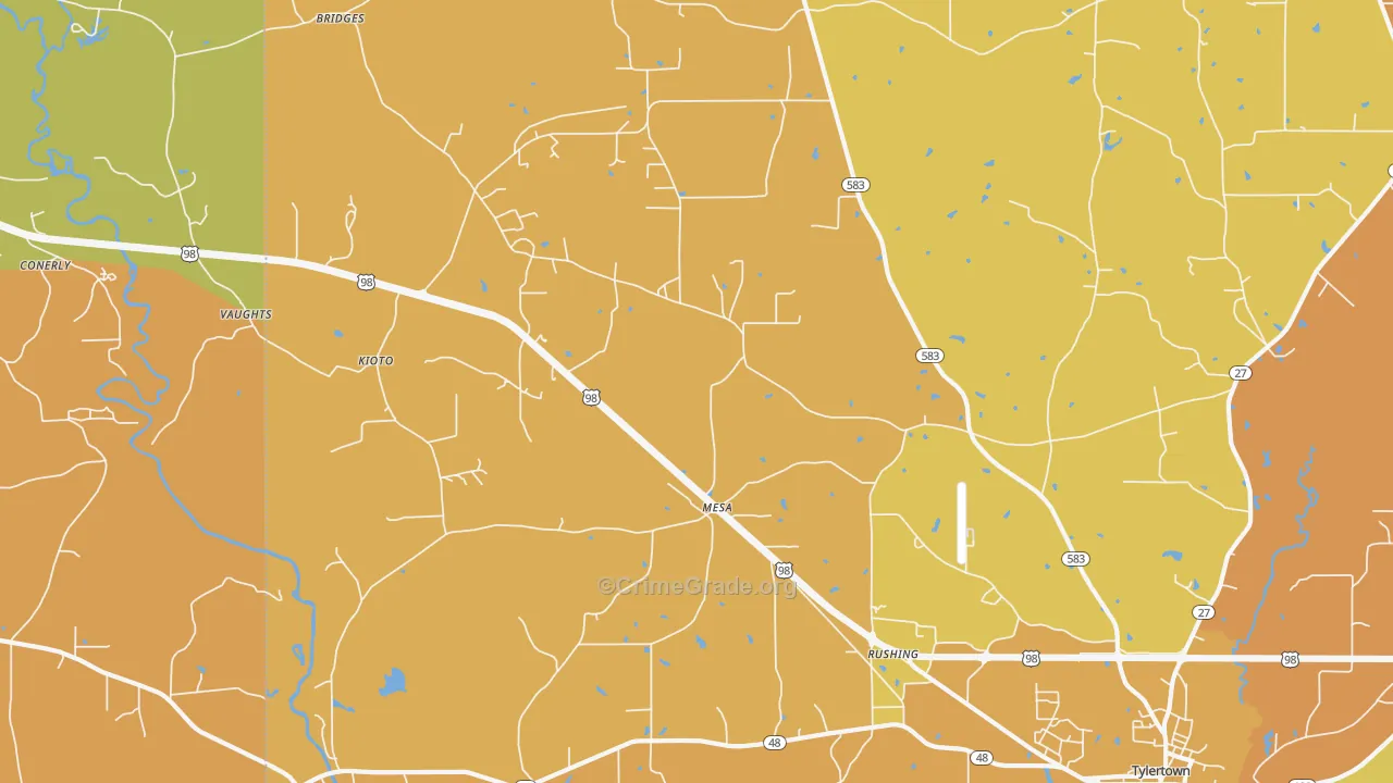 Mesa, MS Map of Vehicle Theft Rates