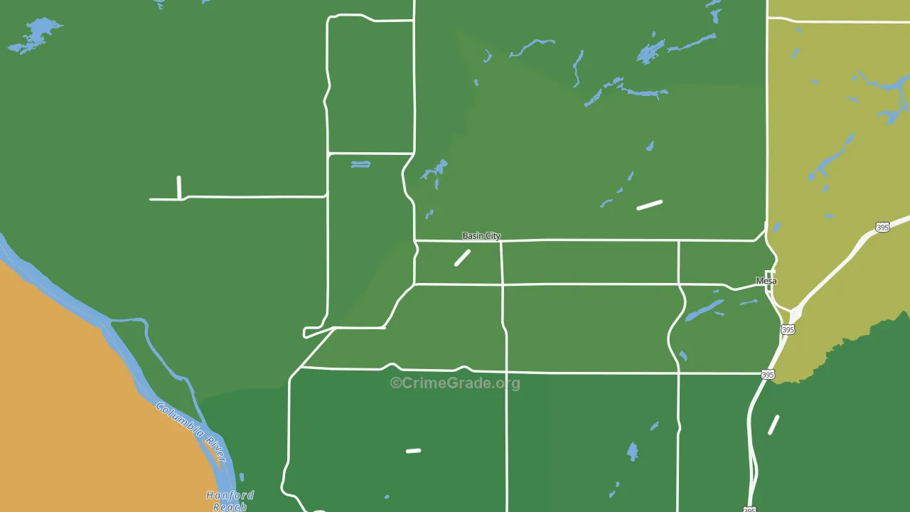 Mesa, WA Map of Vehicle Theft Rates