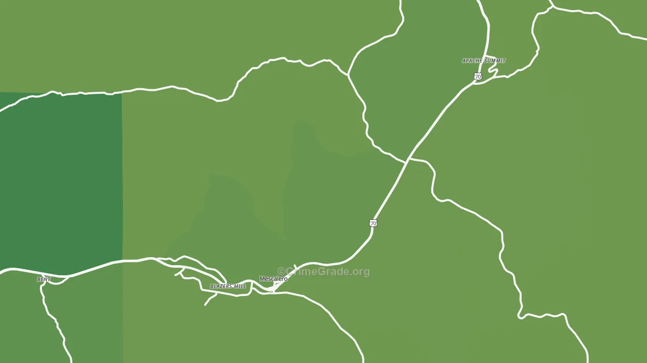 Mescalero, NM Map of Vehicle Theft Rates