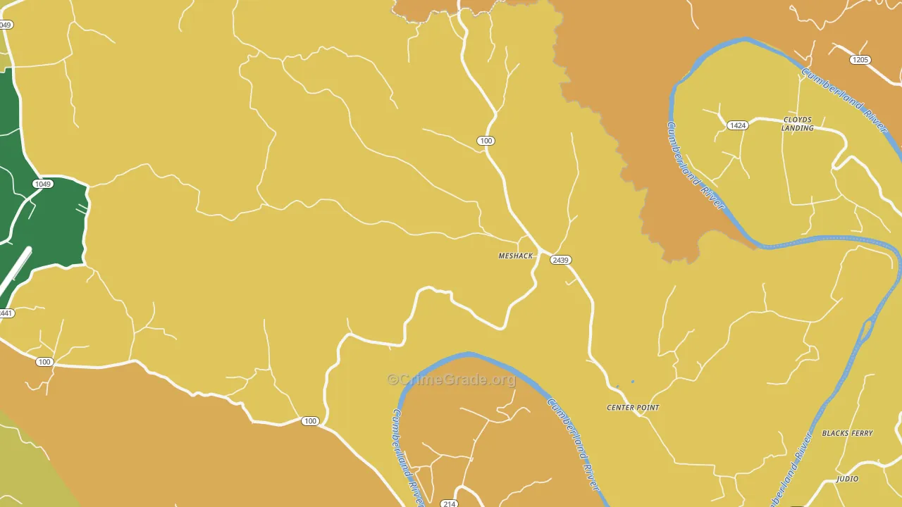 Meshack, KY Map of Vehicle Theft Rates