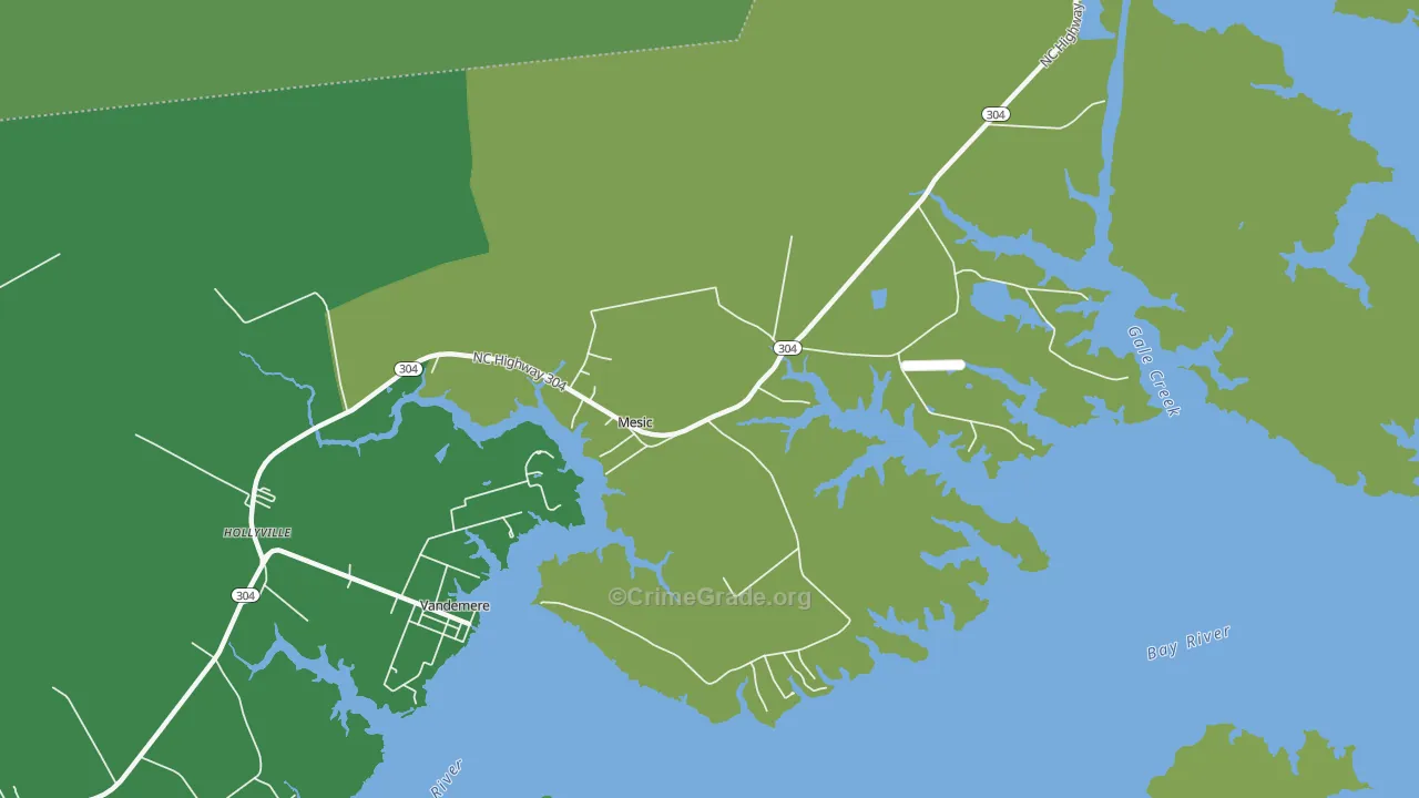 Mesic, NC Map of Vehicle Theft Rates