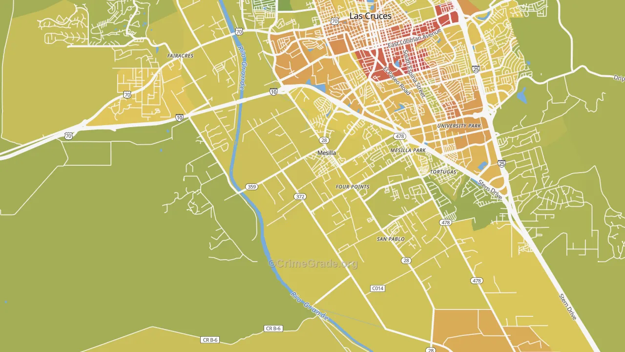 Mesilla, NM Map of Vehicle Theft Rates