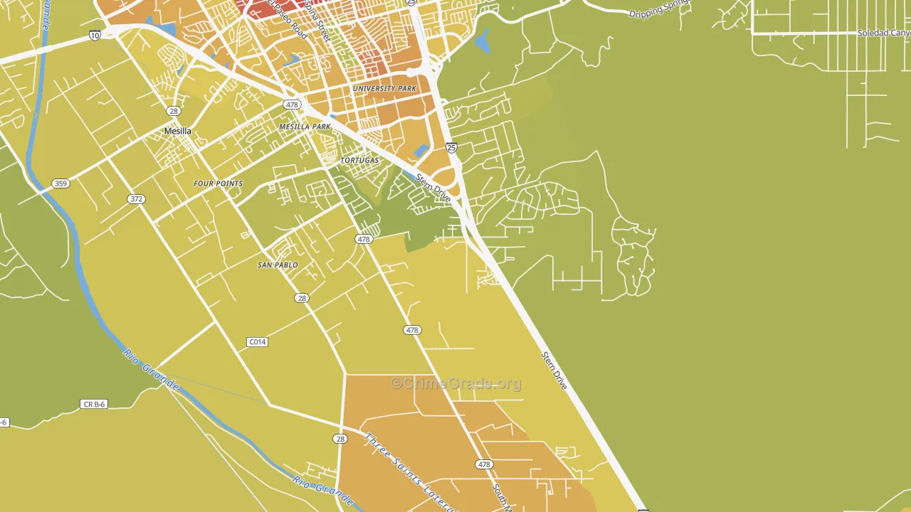 Mesilla Park, NM Map of Vehicle Theft Rates