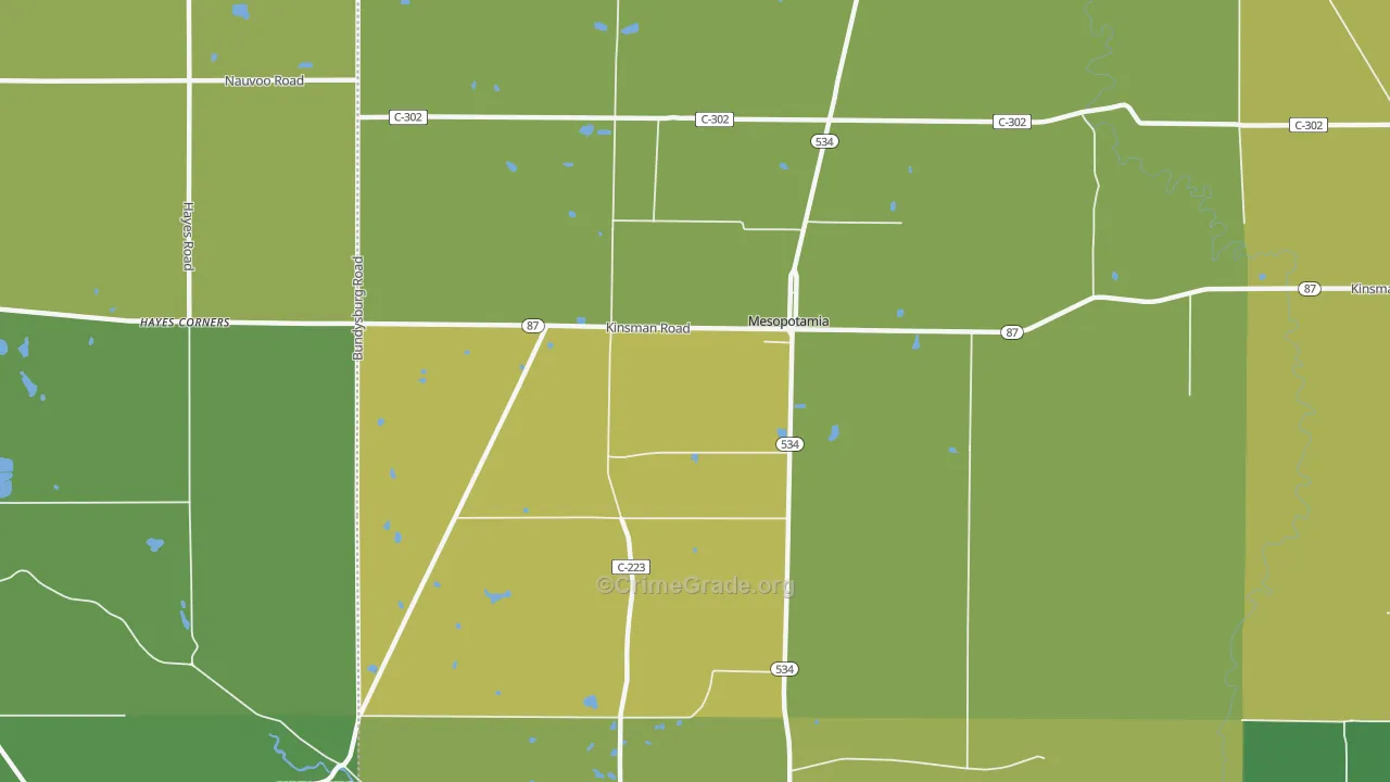 Mesopotamia, OH Map of Vehicle Theft Rates