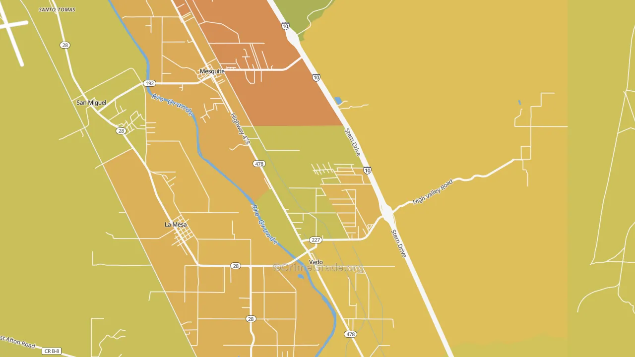 Mesquite, NM Map of Vehicle Theft Rates