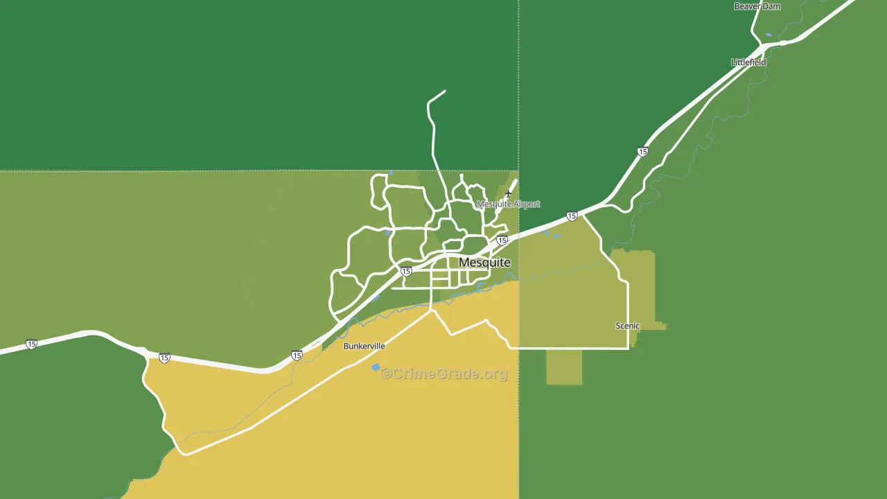 Mesquite, NV Map of Vehicle Theft Rates
