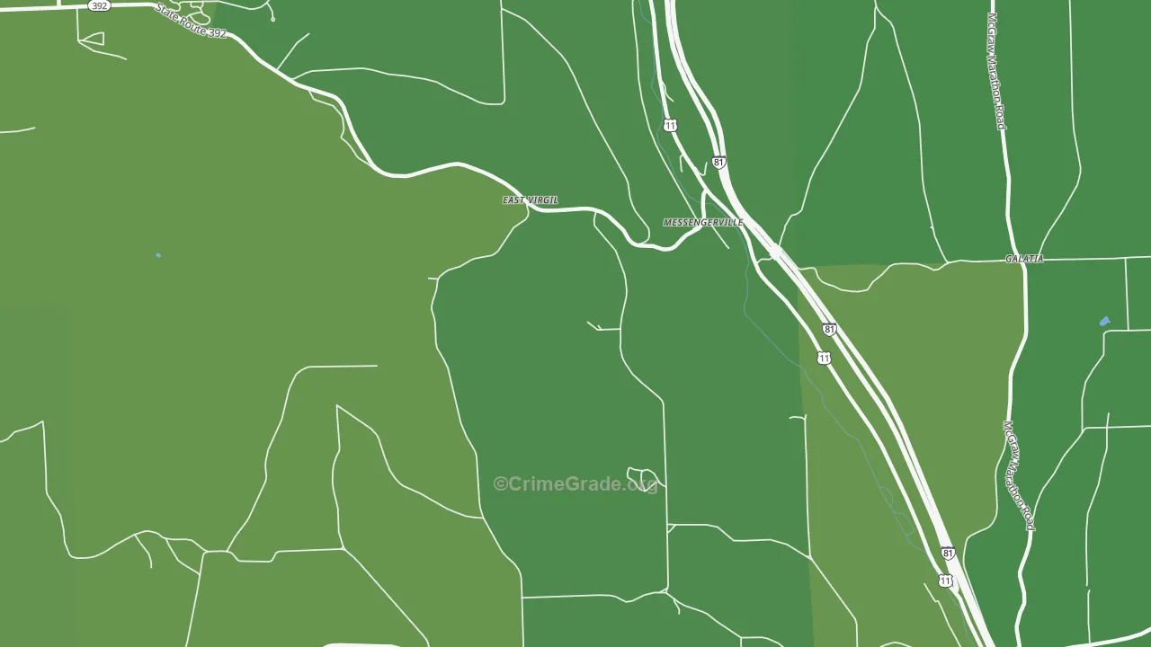 Messengerville, NY Map of Vehicle Theft Rates