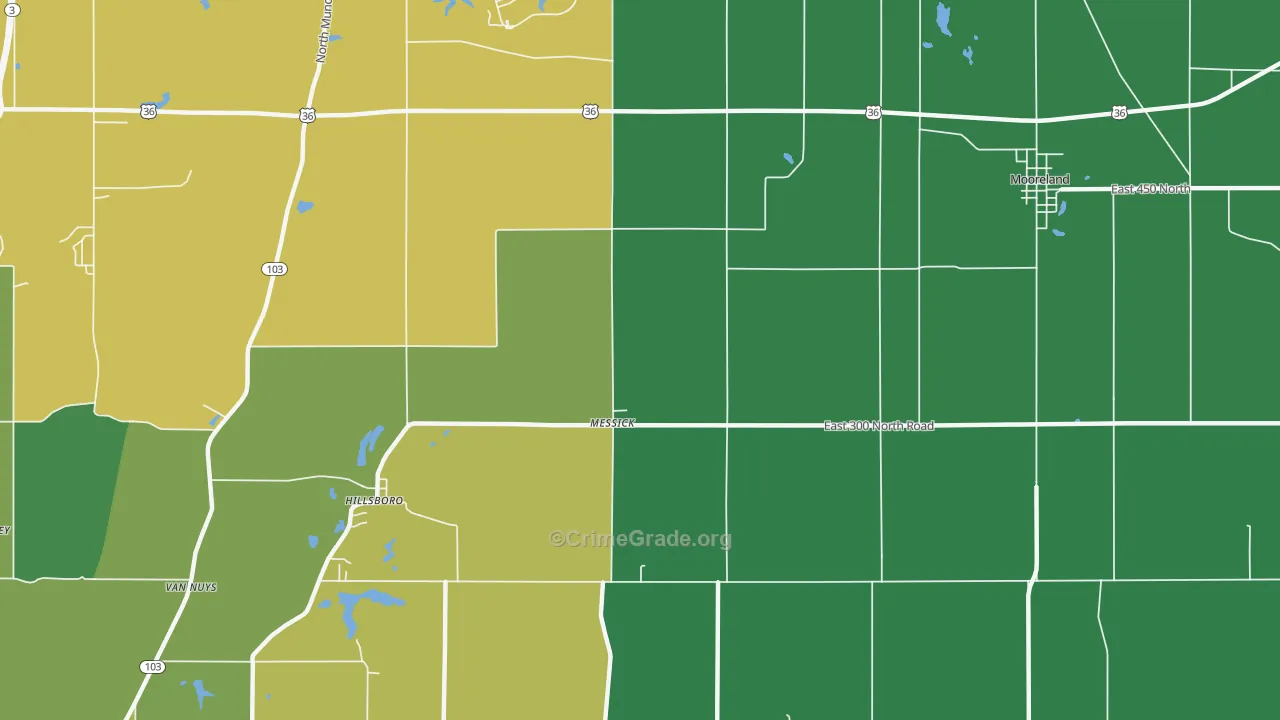 Messick, IN Map of Vehicle Theft Rates