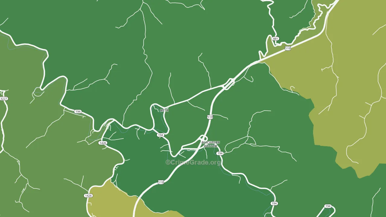 Meta, KY Map of Vehicle Theft Rates