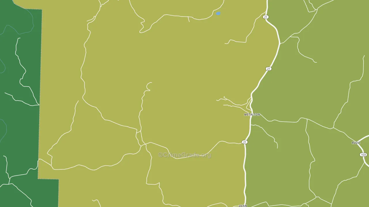 Metalton, AR Map of Vehicle Theft Rates