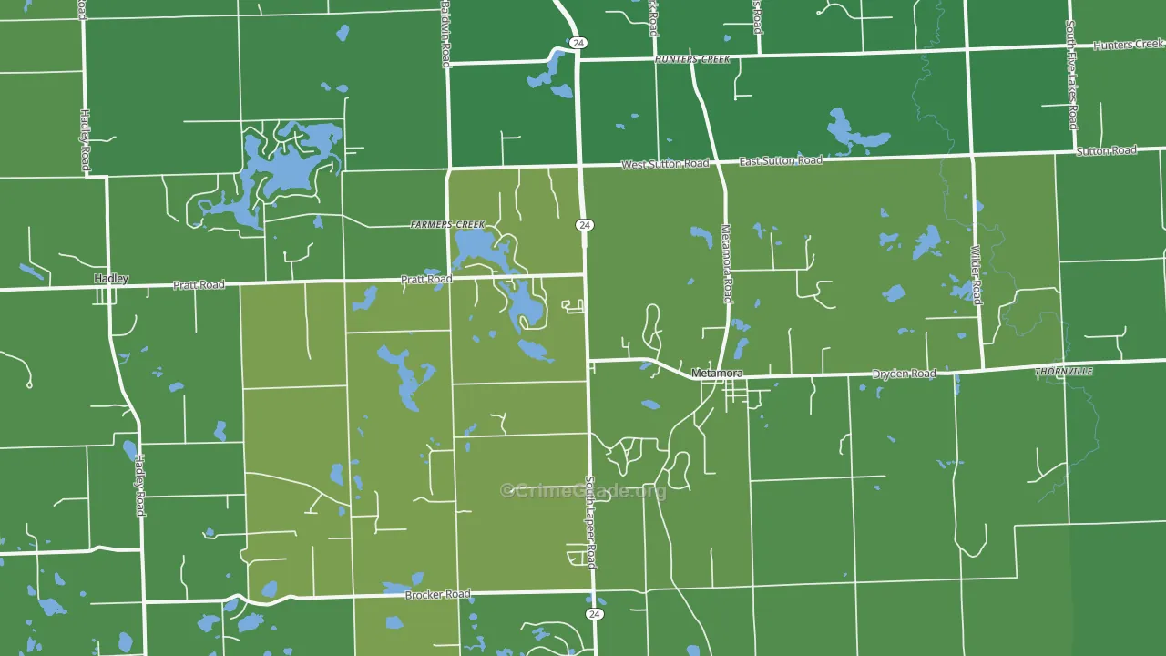 Metamora, MI Map of Vehicle Theft Rates
