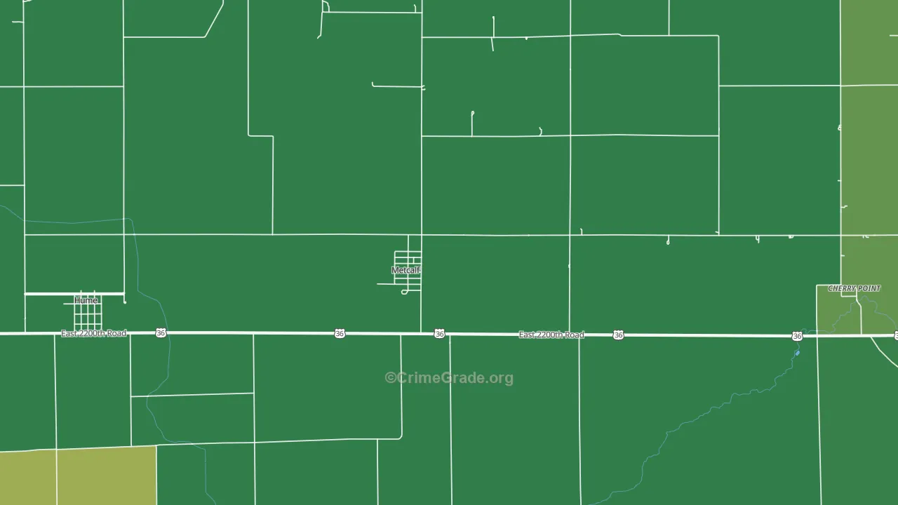 Metcalf, IL Map of Vehicle Theft Rates