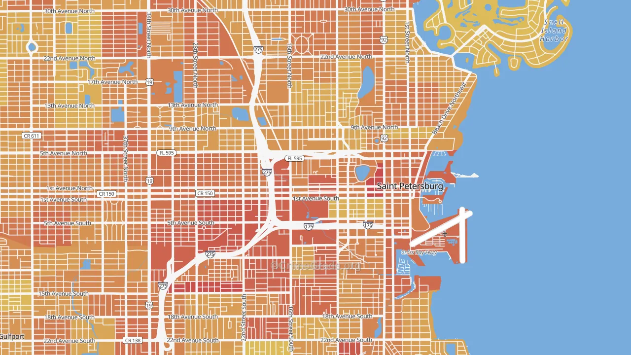 Methodist Town, St. Petersburg, FL Map of Vehicle Theft Rates