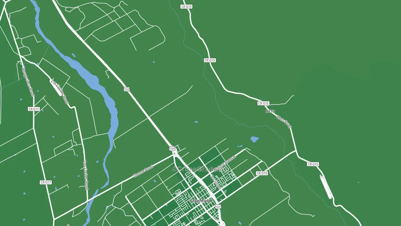 Metz, CA Map of Vehicle Theft Rates