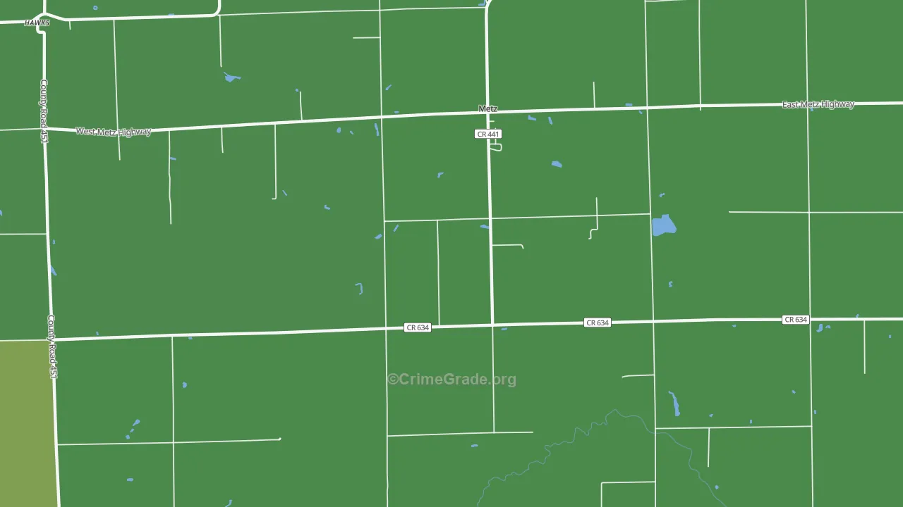 Metz, MI Map of Vehicle Theft Rates