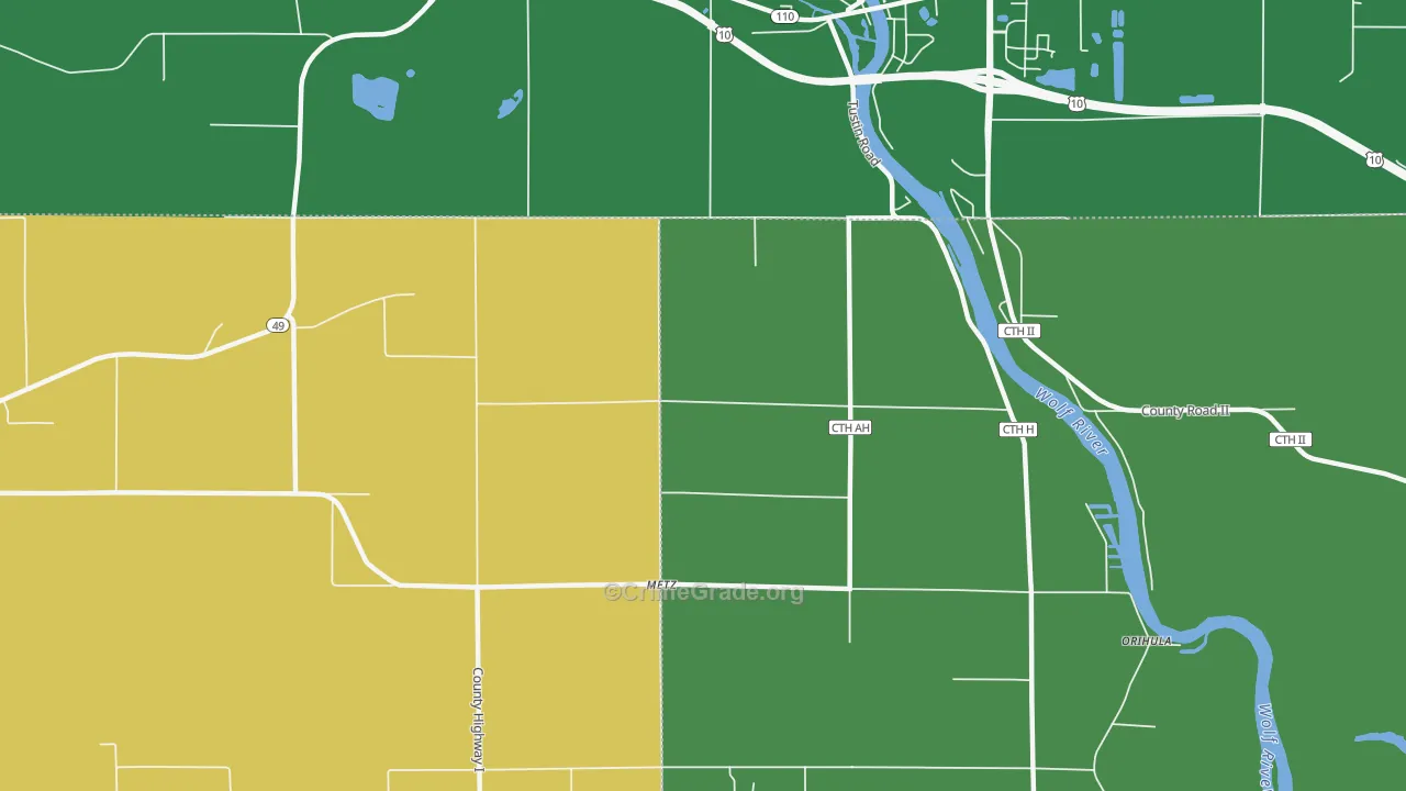 Metz, WI Map of Vehicle Theft Rates