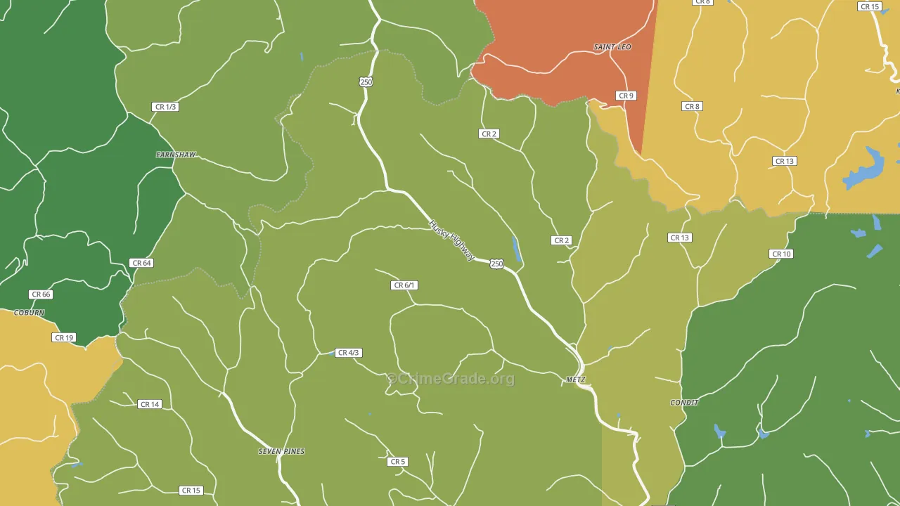 Metz, WV Map of Vehicle Theft Rates