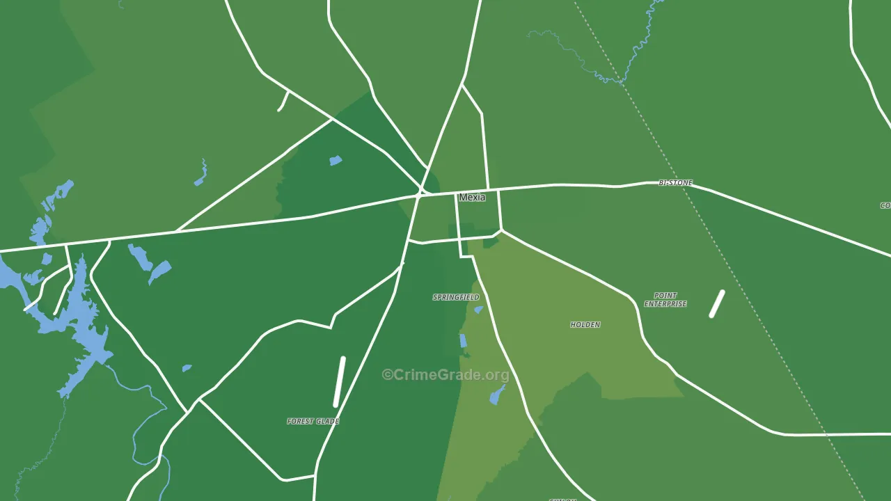 Mexia, TX Map of Vehicle Theft Rates