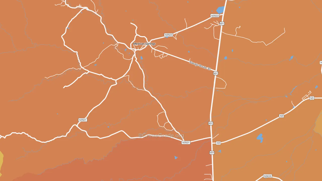 Mexican Springs, NM Map of Vehicle Theft Rates