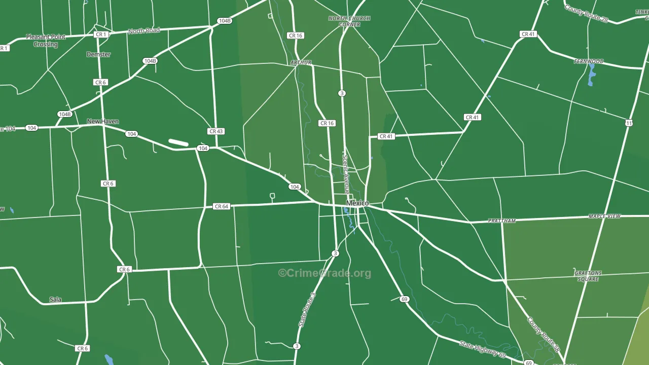 Mexico, NY Map of Vehicle Theft Rates