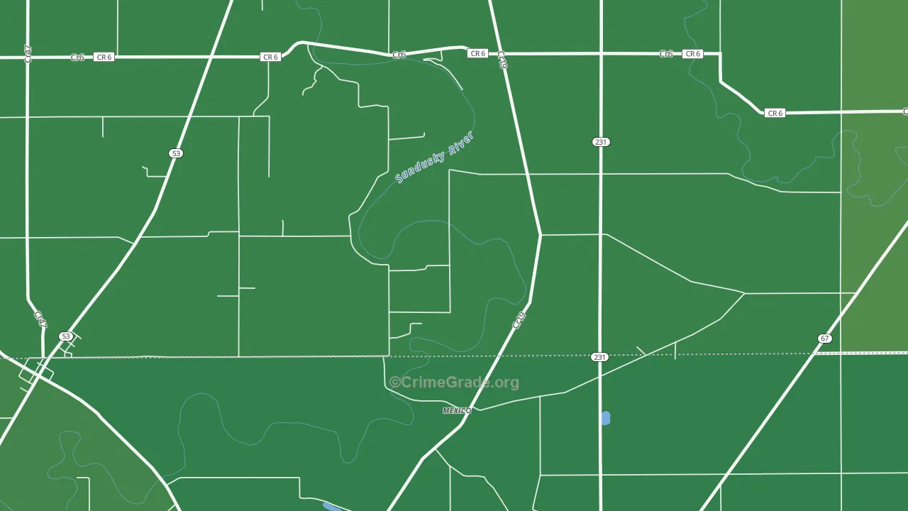 Mexico, OH Map of Vehicle Theft Rates