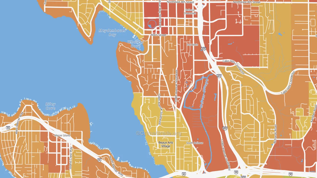 Meydenbauer, Bellevue, WA Map of Vehicle Theft Rates