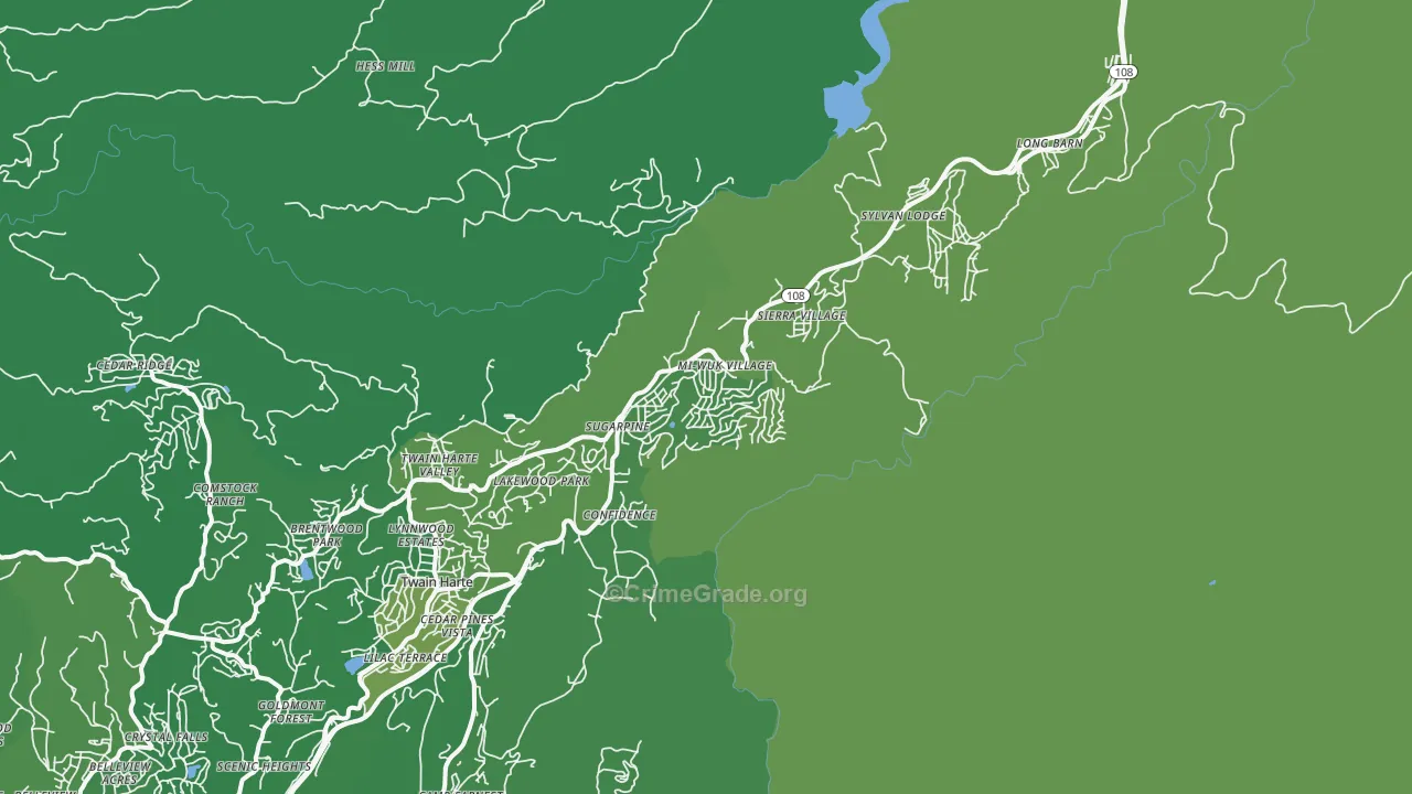 Mi-Wuk Village, CA Map of Vehicle Theft Rates