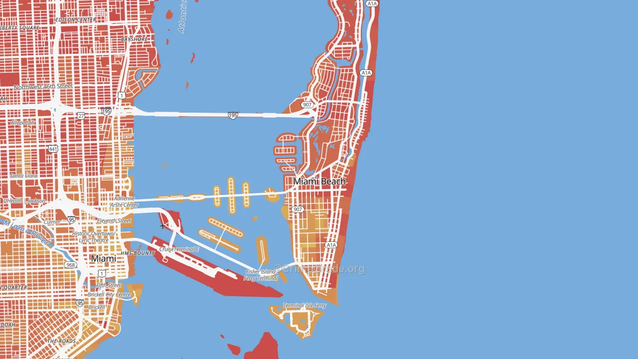 Miami Beach, FL Map of Vehicle Theft Rates