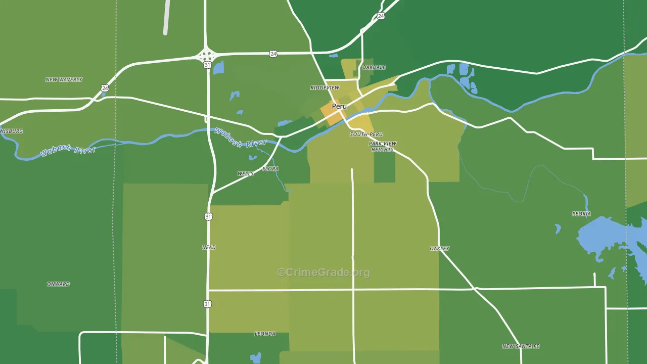 Miami County, IN Map of Vehicle Theft Rates