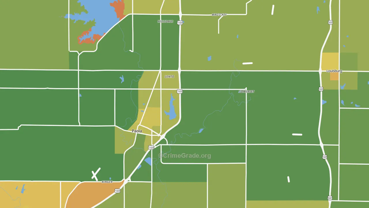 Miami County, KS Map of Vehicle Theft Rates