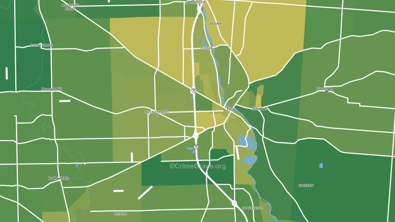 Miami County, OH Map of Vehicle Theft Rates