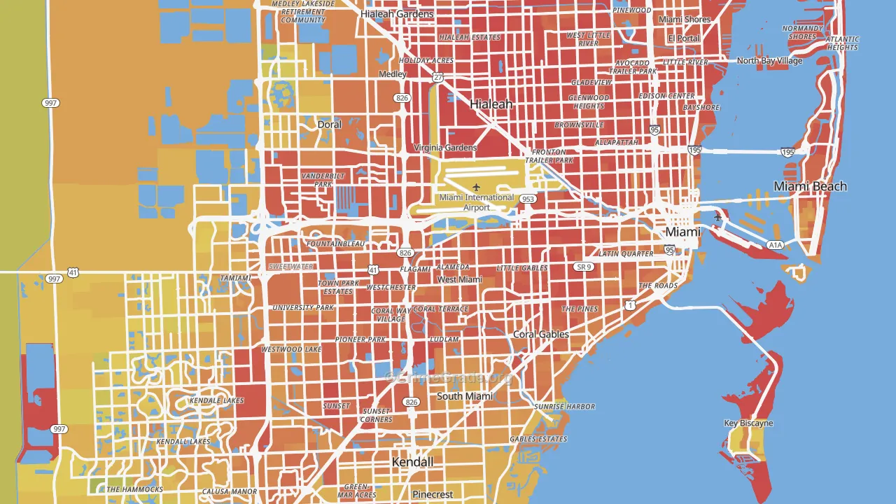 Miami-Dade County, FL Map of Vehicle Theft Rates