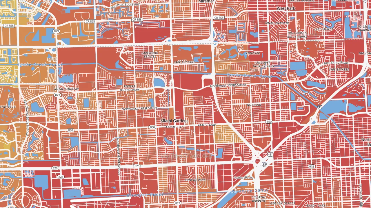 Miami Gardens, FL Map of Vehicle Theft Rates